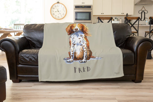 Sprocker Red & White Personalised Throw